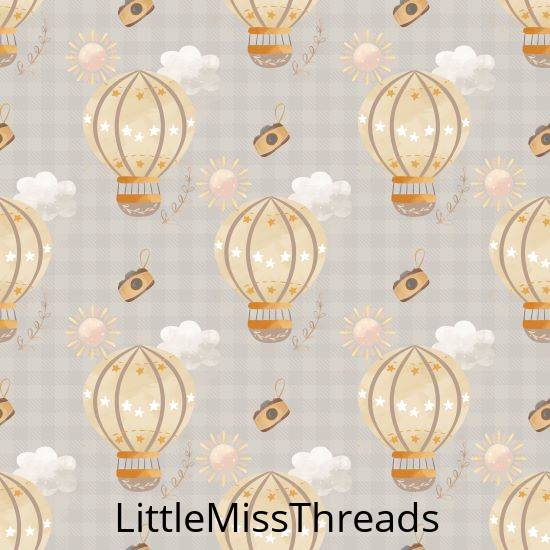 PRE ORDER - Baby Balloon Ride Grey - Fabric - Fabric from [store] by Little Miss Threads - 