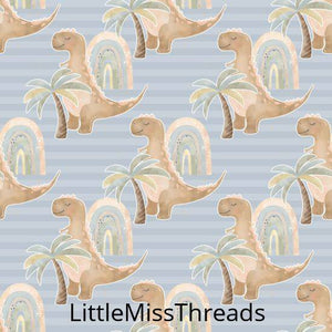 PRE ORDER - Baby Dino Blue Stripe - Fabric - Fabric from [store] by Little Miss Threads - 