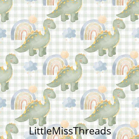 PRE ORDER - Baby Dino Green Check - Fabric - Fabric from [store] by Little Miss Threads - 