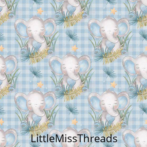 PRE ORDER - Baby Elephant Blue Check - Fabric - Fabric from [store] by Little Miss Threads - 