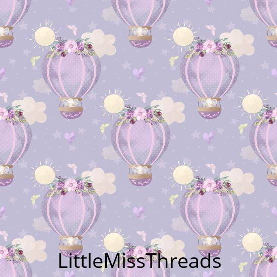 PRE ORDER - Baby Elephant Purple Balloon Ride - Fabric - Fabric from [store] by Little Miss Threads - 