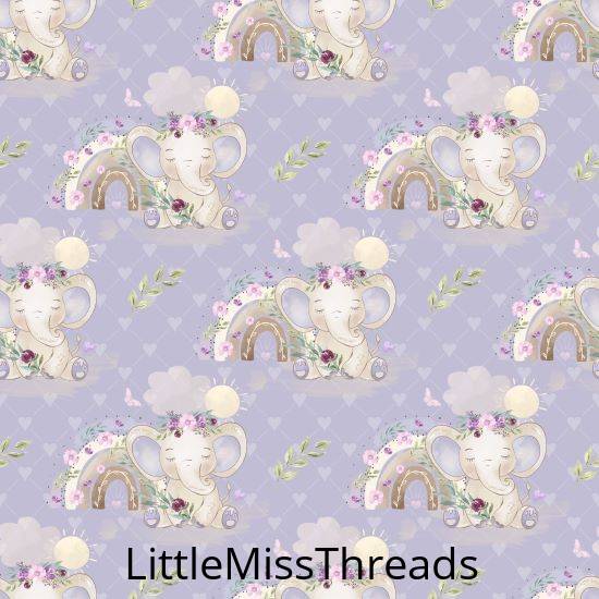 PRE ORDER - Baby Elephant Purple Heart - Fabric - Fabric from [store] by Little Miss Threads - 