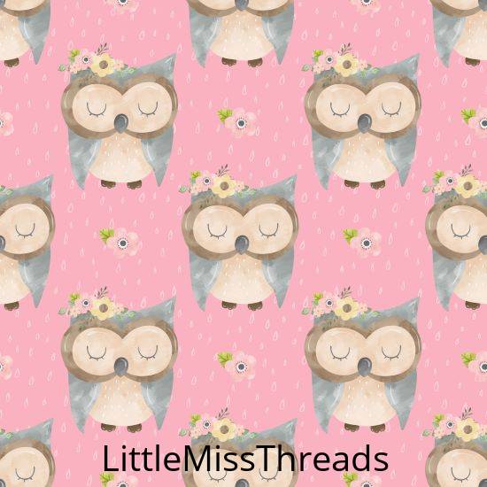 PRE ORDER - Baby Owl Pink - Fabric - Fabric from [store] by Little Miss Threads - 
