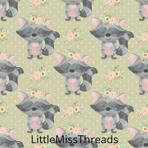 PRE ORDER - Baby Racoon Green - Fabric - Fabric from [store] by Little Miss Threads - 