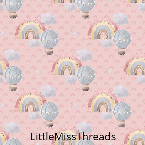 PRE ORDER - Baby Rainbow Balloon Ride Pink - Fabric - Fabric from [store] by Little Miss Threads - 