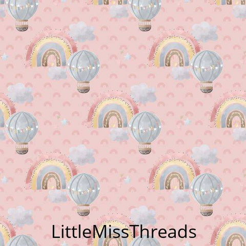 PRE ORDER - Baby Rainbow Balloon Ride Pink - Fabric - Fabric from [store] by Little Miss Threads - 