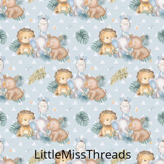 PRE ORDER - Baby Safari Friends Blue - Fabric - Fabric from [store] by Little Miss Threads - 