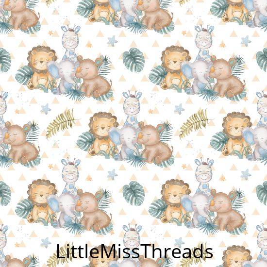 PRE ORDER - Baby Safari Friends White - Fabric - Fabric from [store] by Little Miss Threads - 