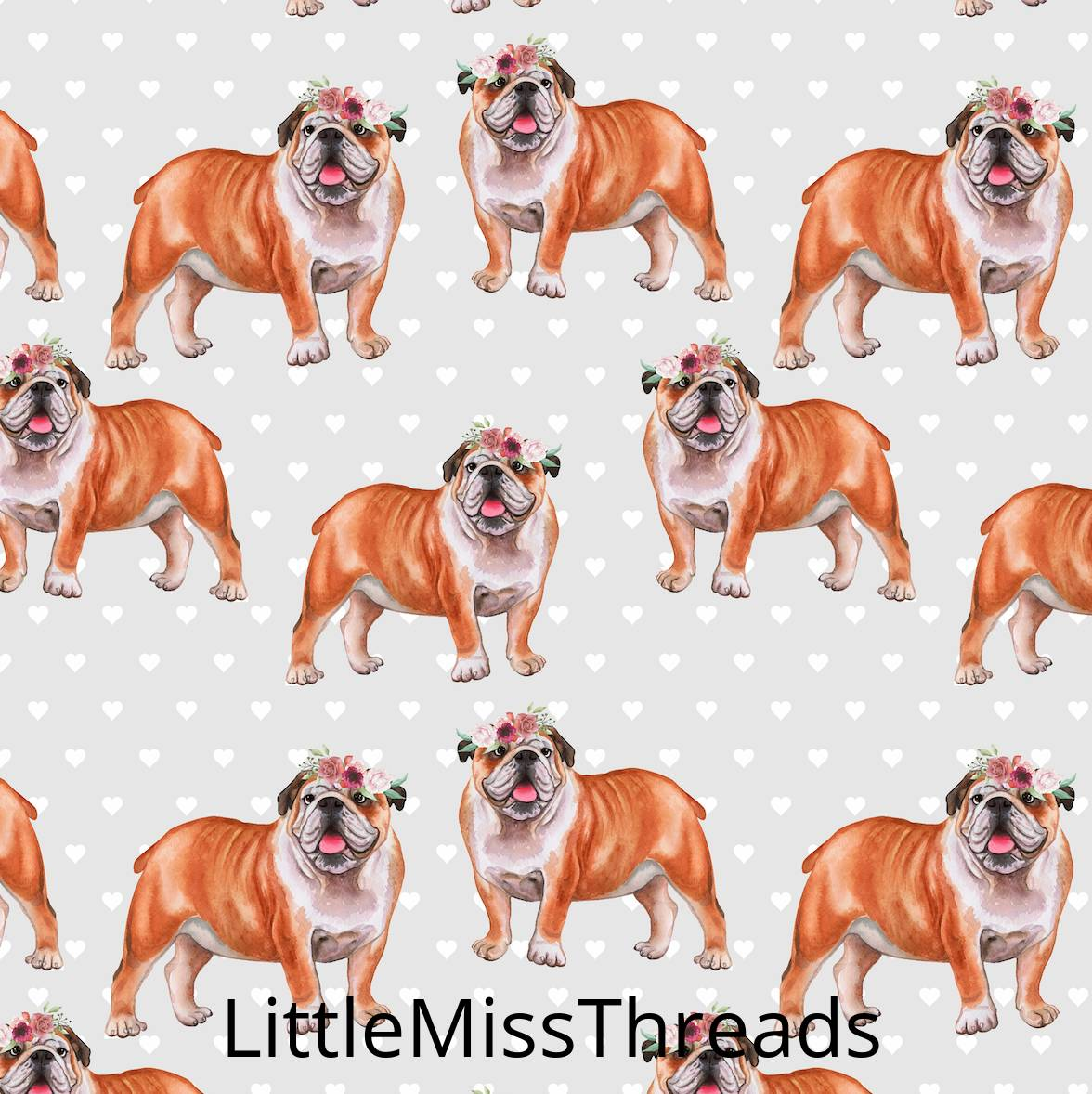 PRE ORDER - Bulldog Pups - Fabric - Fabric from [store] by Little Miss Threads - 