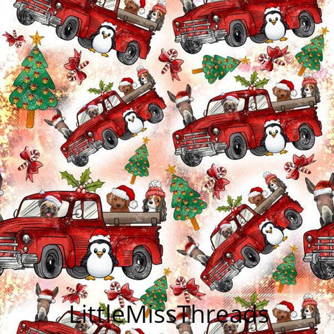 PRE ORDER - Christmas Animals Truck - Fabric - Fabric from [store] by Little Miss Threads - 