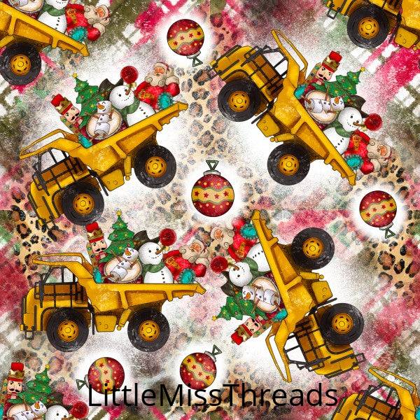 PRE ORDER - Christmas Bulldozer - Fabric - Fabric from [store] by Little Miss Threads - 