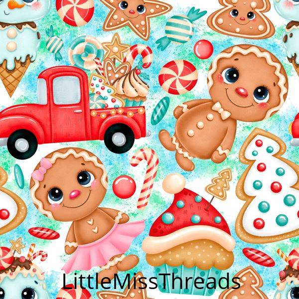 PRE ORDER - Christmas Happy Gingerbread - Fabric - Fabric from [store] by Little Miss Threads - 
