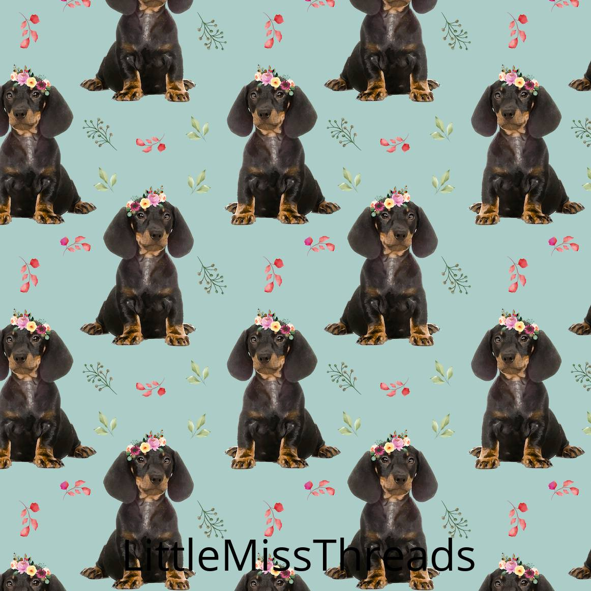 PRE ORDER - Daschund Black Pups - Fabric - Fabric from [store] by Little Miss Threads - 
