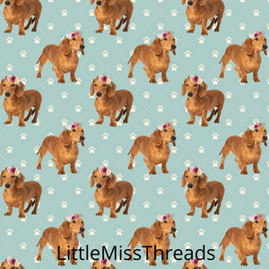 PRE ORDER - Daschund Tan Pups - Fabric - Fabric from [store] by Little Miss Threads - 