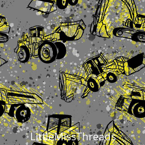 PRE ORDER - Diggers Grey - Fabric - Fabric from [store] by Little Miss Threads - 