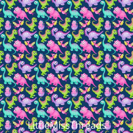 PRE ORDER - Dinosaur Babies Navy - Fabric - Fabric from [store] by Little Miss Threads - 