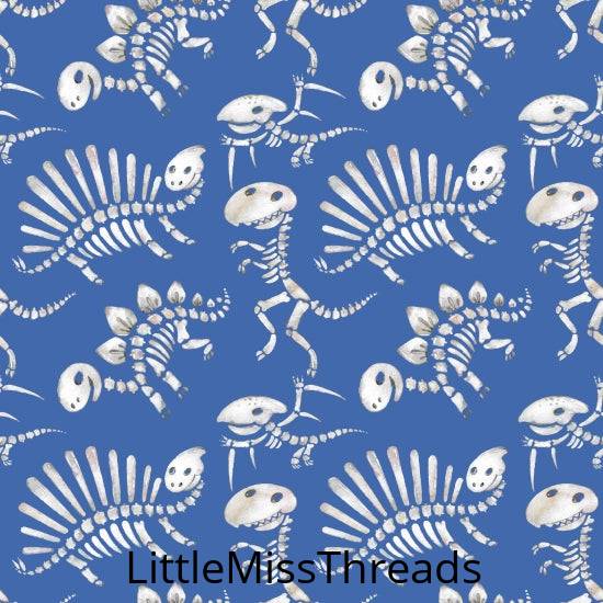 PRE ORDER - Dinosaur Bones Blue Small - Fabric - Fabric from [store] by Little Miss Threads - 