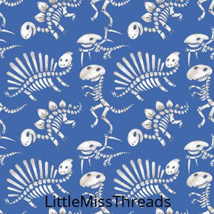 PRE ORDER - Dinosaur Bones Blue Small - Fabric - Fabric from [store] by Little Miss Threads - 