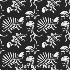 PRE ORDER - Dinosaur Bones Charcoal Small - Fabric - Fabric from [store] by Little Miss Threads - 