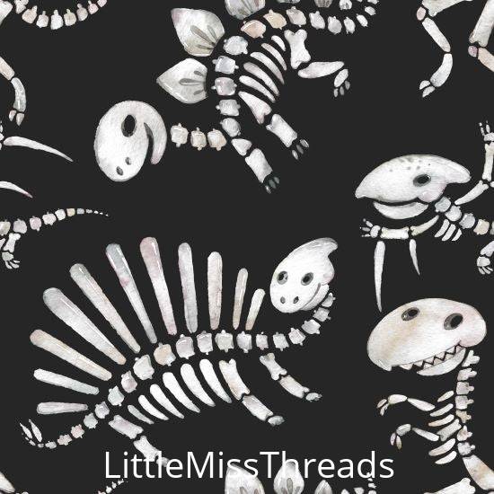 PRE ORDER - Dinosaur Bones Charcoal - Fabric - Fabric from [store] by Little Miss Threads - 