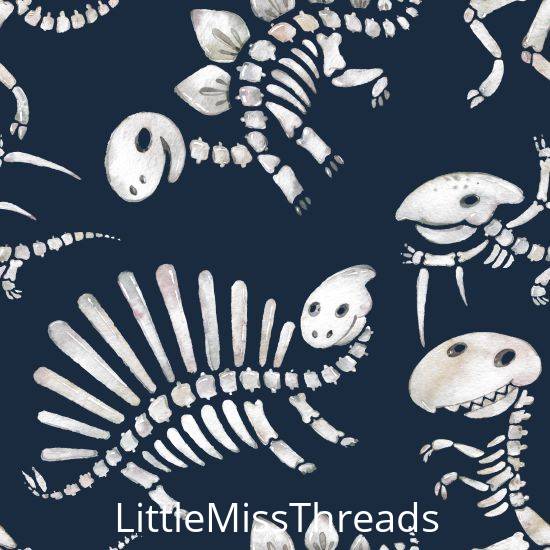 PRE ORDER - Dinosaur Bones Dark Blue - Fabric - Fabric from [store] by Little Miss Threads - 