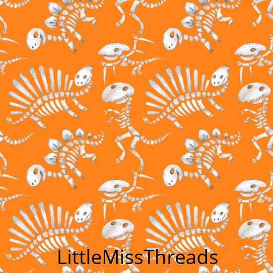 PRE ORDER - Dinosaur Bones Orange Small - Fabric - Fabric from [store] by Little Miss Threads - 