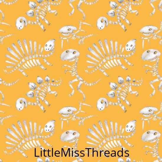 PRE ORDER - Dinosaur Bones Yellow Small - Fabric - Fabric from [store] by Little Miss Threads - 