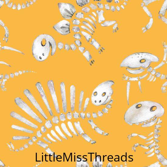 PRE ORDER - Dinosaur Bones Yellow - Fabric - Fabric from [store] by Little Miss Threads - 