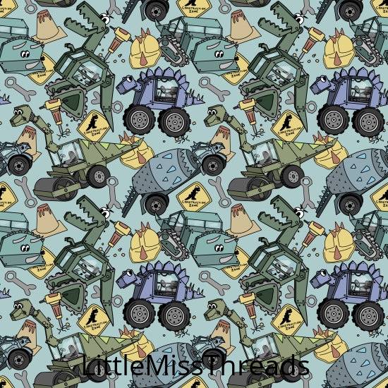 PRE ORDER - Dinosaur Construction Small - Fabric - Fabric from [store] by Little Miss Threads - 