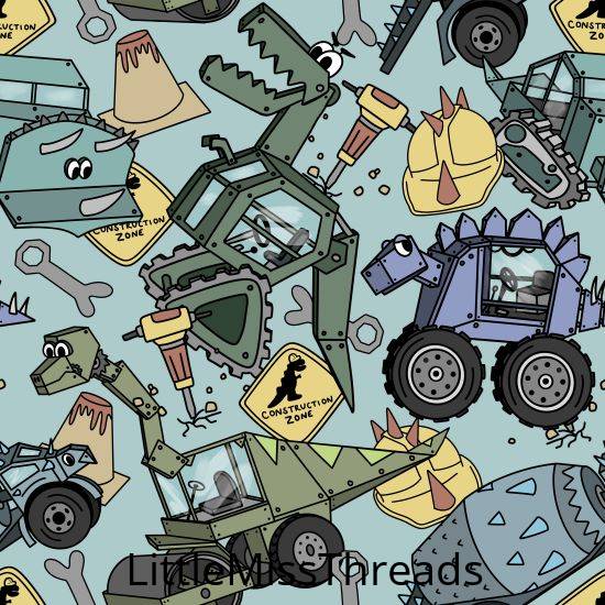 PRE ORDER - Dinosaur Construction - Fabric - Fabric from [store] by Little Miss Threads - 