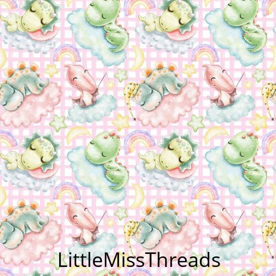 PRE ORDER - Dinosaur Kids Pink Check Small - Fabric - Fabric from [store] by Little Miss Threads - 
