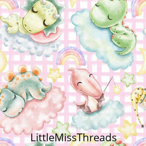 PRE ORDER - Dinosaur Kids Pink Check - Fabric - Fabric from [store] by Little Miss Threads - 