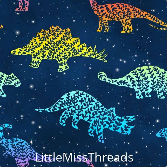 PRE ORDER - Dinosaur Rainbow Navy - Fabric - Fabric from [store] by Little Miss Threads - 