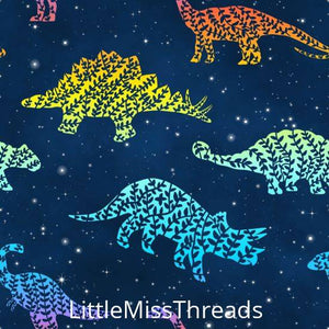 PRE ORDER - Dinosaur Rainbow Navy - Fabric - Fabric from [store] by Little Miss Threads - 
