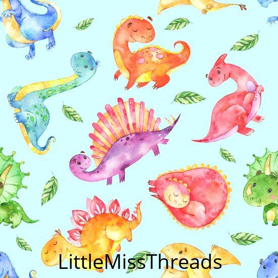 PRE ORDER - Friendly Dinosaurs Blue - Fabric - Fabric from [store] by Little Miss Threads - 