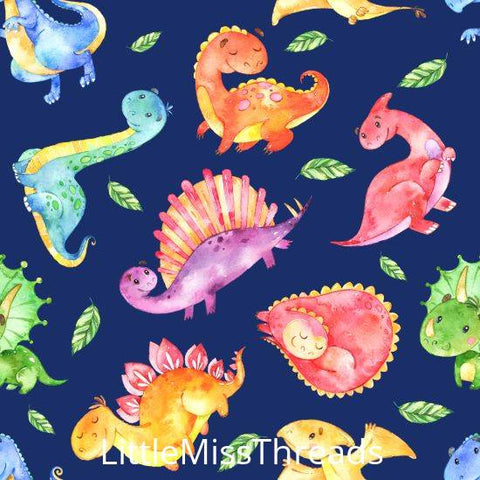 PRE ORDER - Friendly Dinosaurs Navy - Fabric - Fabric from [store] by Little Miss Threads - 