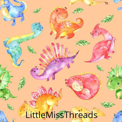 PRE ORDER - Friendly Dinosaurs Orange - Fabric - Fabric from [store] by Little Miss Threads - 