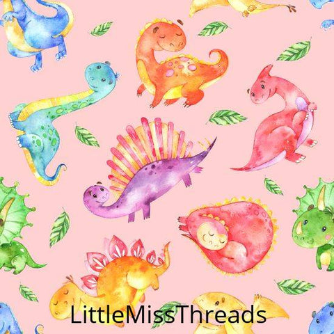 PRE ORDER - Friendly Dinosaurs Pink - Fabric - Fabric from [store] by Little Miss Threads - 