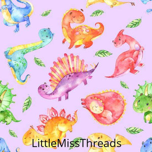 PRE ORDER - Friendly Dinosaurs Purple - Fabric - Fabric from [store] by Little Miss Threads - 