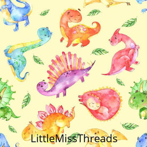 PRE ORDER - Friendly Dinosaurs Yellow - Fabric - Fabric from [store] by Little Miss Threads - 