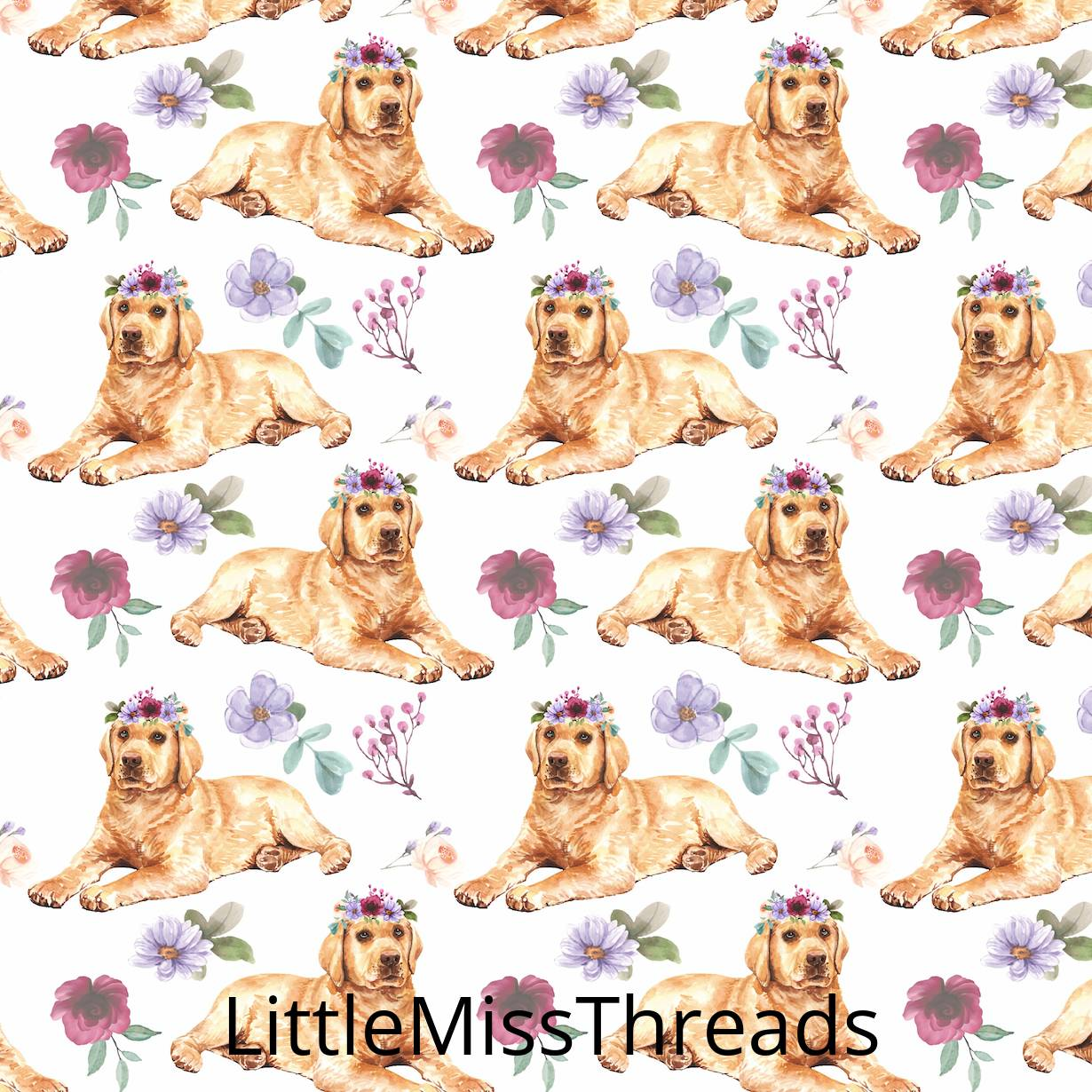 PRE ORDER - Golden Retriever Pups - Fabric - Fabric from [store] by Little Miss Threads - 