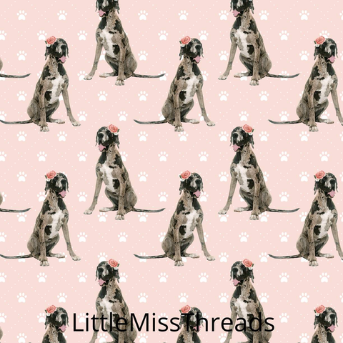 PRE ORDER - Great Dane Pink Pups - Fabric - Fabric from [store] by Little Miss Threads - 