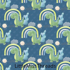 PRE ORDER - Green Baby Dino Blue - Fabric - Fabric from [store] by Little Miss Threads - 