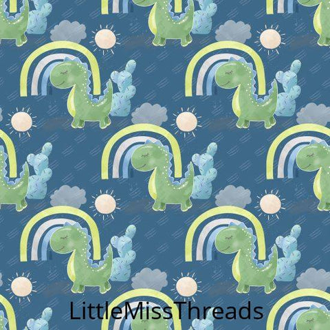 PRE ORDER - Green Baby Dino Blue - Fabric - Fabric from [store] by Little Miss Threads - 