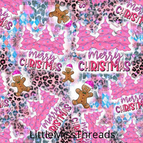 PRE ORDER - Merry Christmas Pink Trees - Fabric - Fabric from [store] by Little Miss Threads - 