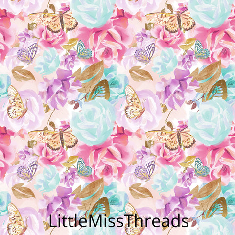 PRE ORDER Butterflies in Roses Fabric - Fabric from [store] by Mini Mooches - 