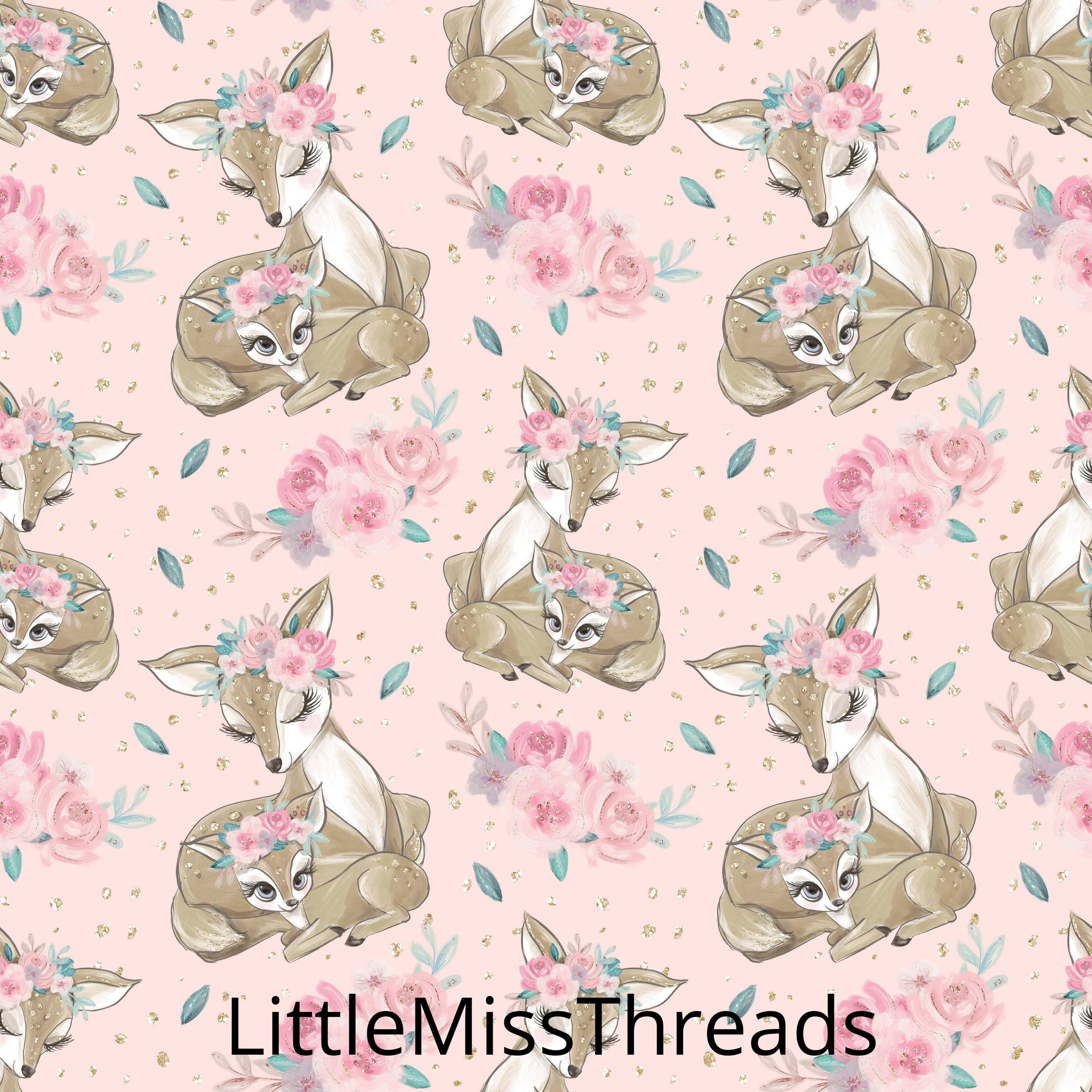 PRE ORDER Baby Animals Pink Bambi Fabric - Fabric from [store] by Mini Mooches - 
