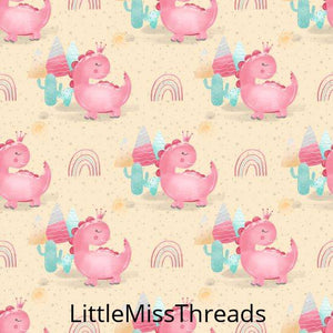 PRE ORDER - Pink Baby Dino Orange - Fabric - Fabric from [store] by Little Miss Threads - 