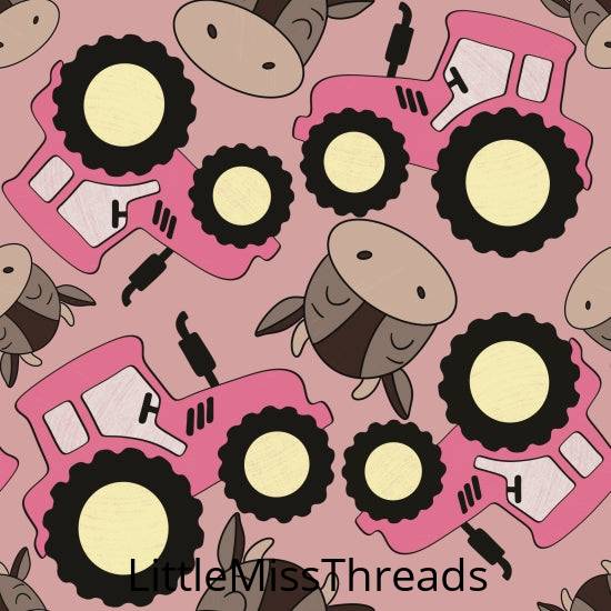 PRE ORDER - Pink Tractor Large - Fabric - Fabric from [store] by Little Miss Threads - 