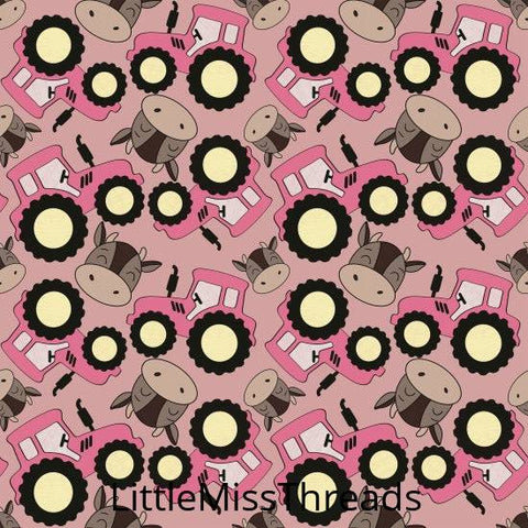 PRE ORDER - Pink Tractor - Fabric - Fabric from [store] by Little Miss Threads - 